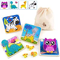 Beetoy Wooden Animals Jigsaw Educational Puzzles only $7.10