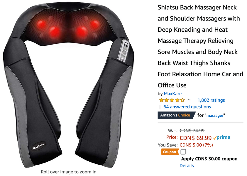Amazon Canada Deals: Save 47% on Shiatsu Back Massager Neck & Shoulder Massagers, with Coupon + 51% on Xbox 360 Wireless Game Controller + More Offers