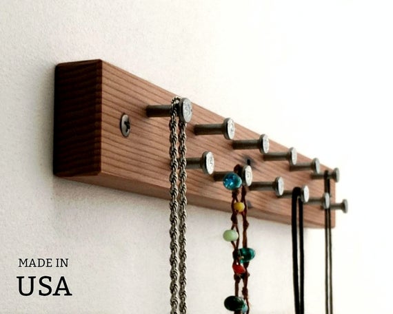 Small Jewelry Rack, Necklace Organizer by andrewsreclaimed