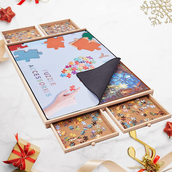 YISHAN Wooden Jigsaw Puzzle Board Table for 1000 Pieces with Drawers and Cover, Adjustable Puzzle Easel, Portable Tilting Puzzle Plateau for Adults and Children $60