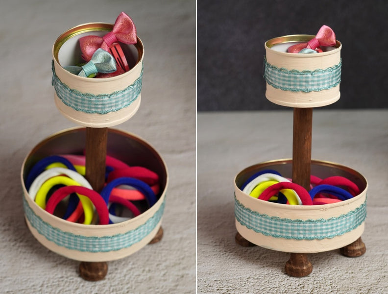 Clever Tin Can Crafts – Double-Tiered Stand/ Organizer