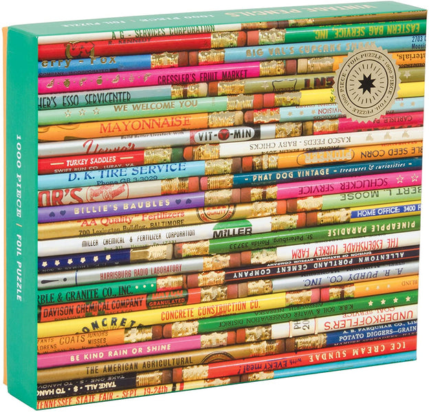 Galison Phat Dog Vintage Pencils - Foil Stamped 1000 Piece Jigsaw Puzzle