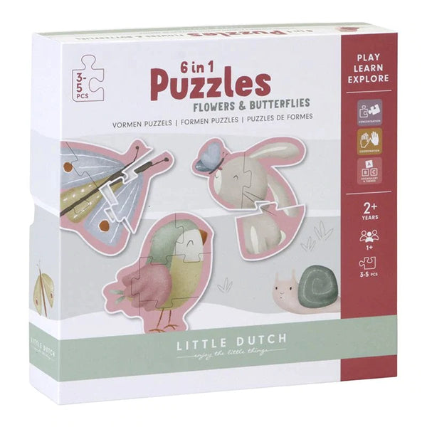 Little Dutch 6-in-1 Puzzle - Flowers & Butterflies