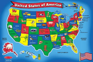 #2 Best Seller in Toys & Games:  Melissa & Doug USA Map Floor Puzzle (51 Pcs, 2 x 3 Feet) $5.00 + Free Shipping [Lowest Ever]