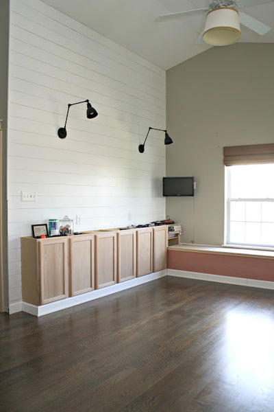 How to Plank a Shiplap Accent Wall for Cheap