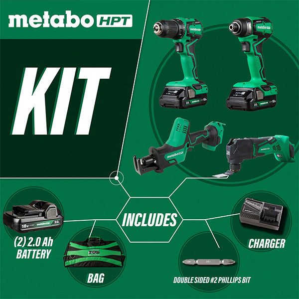 Metabo HPT 18V 4-Tool SubCompact Cordless Combo Kit Deal!