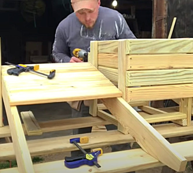 DIY Adirondack Cooler Bench