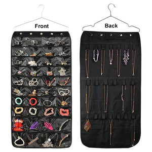 40 Pockets 20 Hooks Oxford Hanging Jewelry Organizer with Zipper Hanger (Pockets &amp; Hooks )