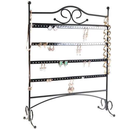 HUJI Black Jewelry Organizer Rack Earring Holder Necklace Bracelet Stand Display