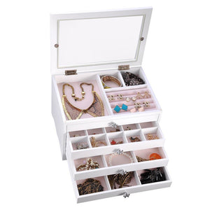 Yescom Jewelry Organizer Box with Clear Lid Ring Necklace Color Opt