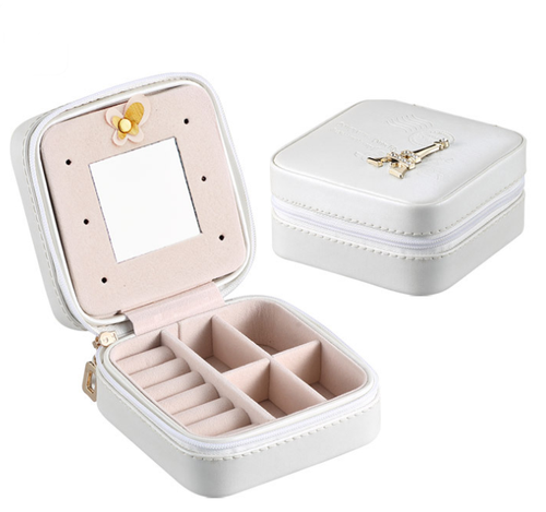 Travel jewelry box, Portable Travel Jewelry Case Earring Holder Necklace Organizer Jewelry Case PU Leather Jewelry Organizer with Zipper