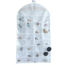 Load image into Gallery viewer, Double Side Jewelry Hanging Non-Woven Organizer Holder 32 Pockets 18 Hook and Loops