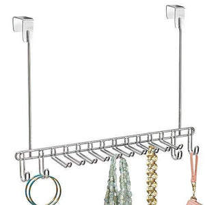 On amazon bochens metal over door hanging closet storage organizer rack for bedroom closet bath holds mens womens ties belts slim scarves jewelry accessories