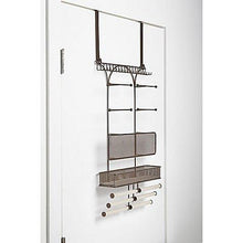 Load image into Gallery viewer, Top umbra isabella elegant beautiful bronze finish display over the door jewelry organizer holds over 250 pieces unique patented product features necklace hooks with linen bracelet bar and earring bar