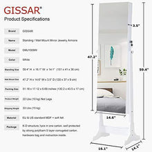 Load image into Gallery viewer, Best seller  gissar jewelry organizer full length mirror jewelry cabinet standing wall mounted jewelry armoire storage with lights lockable white