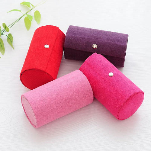 3 Tiers Jewelry Organizer Portable Compartment Cylinder Lint Roll Up Jewelry Box Case Holder