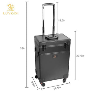 Shop luvodi professional 3 in1 rolling makeup train case with mirror and dimmable lights cosmetic vanity trolley studio jewelry organizer luggage wheeled box for mua show travel business
