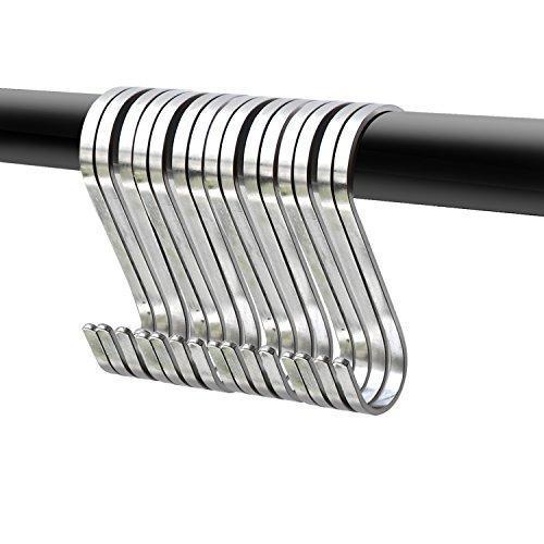 Daratarin Flat S Hooks Heavy Duty Solid Stainless Steel S Shaped Hanging Hooks,Metal Kitchen Pot Pan Hangers Rack Hooks