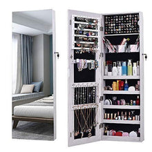Load image into Gallery viewer, Explore aoou jewelry organizer jewelry cabinet full screen display view larger mirror full length mirror large capacity dressing mirror makeup jewelry armoire jewelry mirror full length mirror white