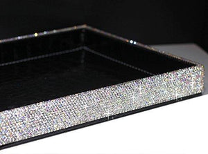 Heavy duty bestblingbling classic bling rhinestone jewelry or makeup storage box organizer display storage case with lock for desk or table silver