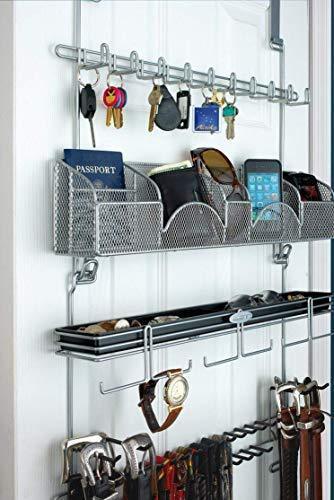 Men's Over the Door/Wall Belt Tie Valet Organizer - SILVER powder coat - High quality men's organizer by Longstem - Patented - Rated Best! Now also in Black #9200