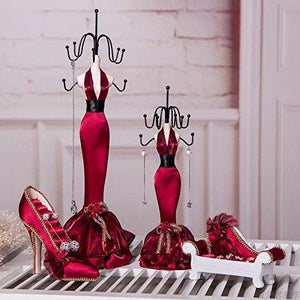 Best seller  coraltea jewelry holder set of 4 hanging necklace earring bracelet rings orgaziner shoe dress jewelry display stand red