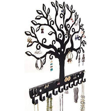 Load image into Gallery viewer, Shop here angelynns jewelry organizer hanging earring holder wall mount necklace display rack storage branch rack tree of life black