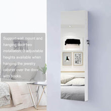 Load image into Gallery viewer, Purchase gissar full length mirror jewelry cabinet 6 leds jewelry armoire wall mounted over the door hanging jewelry organizer storage with lights lockable white