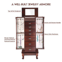 Load image into Gallery viewer, Related giantex standing jewelry armoire cabinet storage chest with 7 drawers 2 swing doors 12 necklace hooks makeup mirror and top divided storage organizer large standing jewelry armoire