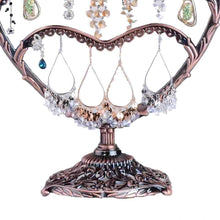 Load image into Gallery viewer, Storage organizer earring display botitu 11 inch tall jewelry holder with 58 hooks and 3 tiers earring holder for girls and women jewelry tree perfect for dresser nightstand and countertop jewelry display copper