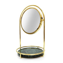 Load image into Gallery viewer, Results bonmarb storage green marble table mirror vanity mirror with 1x2x magnfication mirror with jewelry storage mirror with cosmetic storage mirror with hair accessories storage coin tray with mirror
