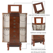 Load image into Gallery viewer, Save fdw jewelry cabinet jewelry chest jewelry armoire wood jewelry box storage stand organizer with side doors 7 drawers makeup mirror
