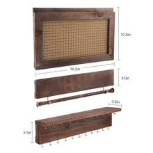 Load image into Gallery viewer, On amazon surophy rustic brown wall mount jewelry organizer wall hanging jewelry display with removable bracelet rod from wooden wall mounted mesh jewelry organizer wooden earring bracelet holder for necklace