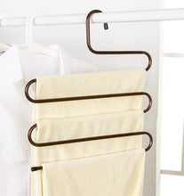 Load image into Gallery viewer, Cheap durable pants hangers clothes organizer space saver storage rack for hanging jean trouser tie scarf belt jewelry clothing accessories brown pack 2