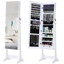 Load image into Gallery viewer, Best gissar jewelry organizer full length mirror jewelry cabinet standing wall mounted jewelry armoire storage with lights lockable white