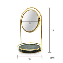 Load image into Gallery viewer, Shop for bonmarb storage green marble table mirror vanity mirror with 1x2x magnfication mirror with jewelry storage mirror with cosmetic storage mirror with hair accessories storage coin tray with mirror
