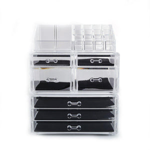 Explore offeir us stock clear acrylic stackable cosmetic makeup storage cube organizer jewelry storage drawers case great for bathroom dresser vanity and countertop 3 pieces set 4 small 3 large drawers