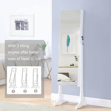 Load image into Gallery viewer, Buy now gissar jewelry organizer full length mirror jewelry cabinet standing wall mounted jewelry armoire storage with lights lockable white