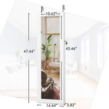 Load image into Gallery viewer, Heavy duty cloud mountain jewelry cabinet 6 leds jewelry armoire lockable wall door mounted jewelry cabinet organizer with mirror 2 drawers bedroom living room cloakroom closet white