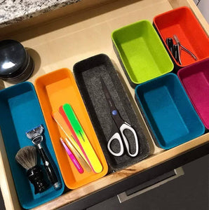 Purchase welaxy office drawer organizers trays drawers dividers felt storage bins organizer bin for jewelry cosmetic makeup junk silverware pens art crafts tools sturdy flexible bins pack 8 lime green