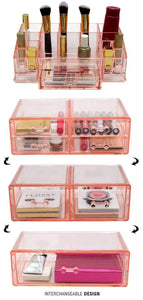 Select nice sorbus acrylic cosmetics makeup and jewelry storage case display sets interlocking drawers to create your own specially designed makeup counter stackable and interchangeable pink 1