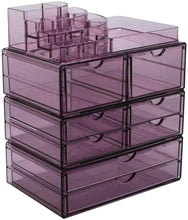 Load image into Gallery viewer, Home sorbus acrylic cosmetics makeup and jewelry storage case x large display sets interlocking scoop drawers to create your own specially designed makeup counter stackable and interchangeable purple 1