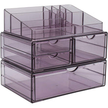Load image into Gallery viewer, Great sorbus acrylic cosmetics makeup and jewelry storage case x large display sets interlocking scoop drawers to create your own specially designed makeup counter stackable and interchangeable purple