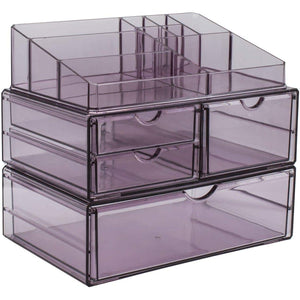 Great sorbus acrylic cosmetics makeup and jewelry storage case x large display sets interlocking scoop drawers to create your own specially designed makeup counter stackable and interchangeable purple