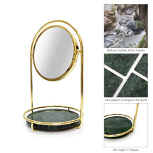 Load image into Gallery viewer, Select nice bonmarb storage green marble table mirror vanity mirror with 1x2x magnfication mirror with jewelry storage mirror with cosmetic storage mirror with hair accessories storage coin tray with mirror