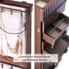 Load image into Gallery viewer, Results giantex standing jewelry armoire cabinet storage chest with 7 drawers 2 swing doors 12 necklace hooks makeup mirror and top divided storage organizer large standing jewelry armoire