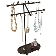 Load image into Gallery viewer, Heavy duty designers impressions jr21 orb oil rubbed bronze tree organizer free standing necklace holder jewelry display rack with tray