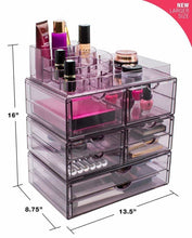 Load image into Gallery viewer, Kitchen sorbus acrylic cosmetics makeup and jewelry storage case x large display sets interlocking scoop drawers to create your own specially designed makeup counter stackable and interchangeable purple 1