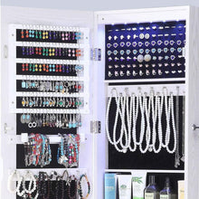 Load image into Gallery viewer, Online shopping gissar full length mirror jewelry cabinet 6 leds jewelry armoire wall mounted over the door hanging jewelry organizer storage with lights lockable white