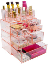 Load image into Gallery viewer, Related sorbus acrylic cosmetics makeup and jewelry storage case display sets interlocking drawers to create your own specially designed makeup counter stackable and interchangeable pink 1
